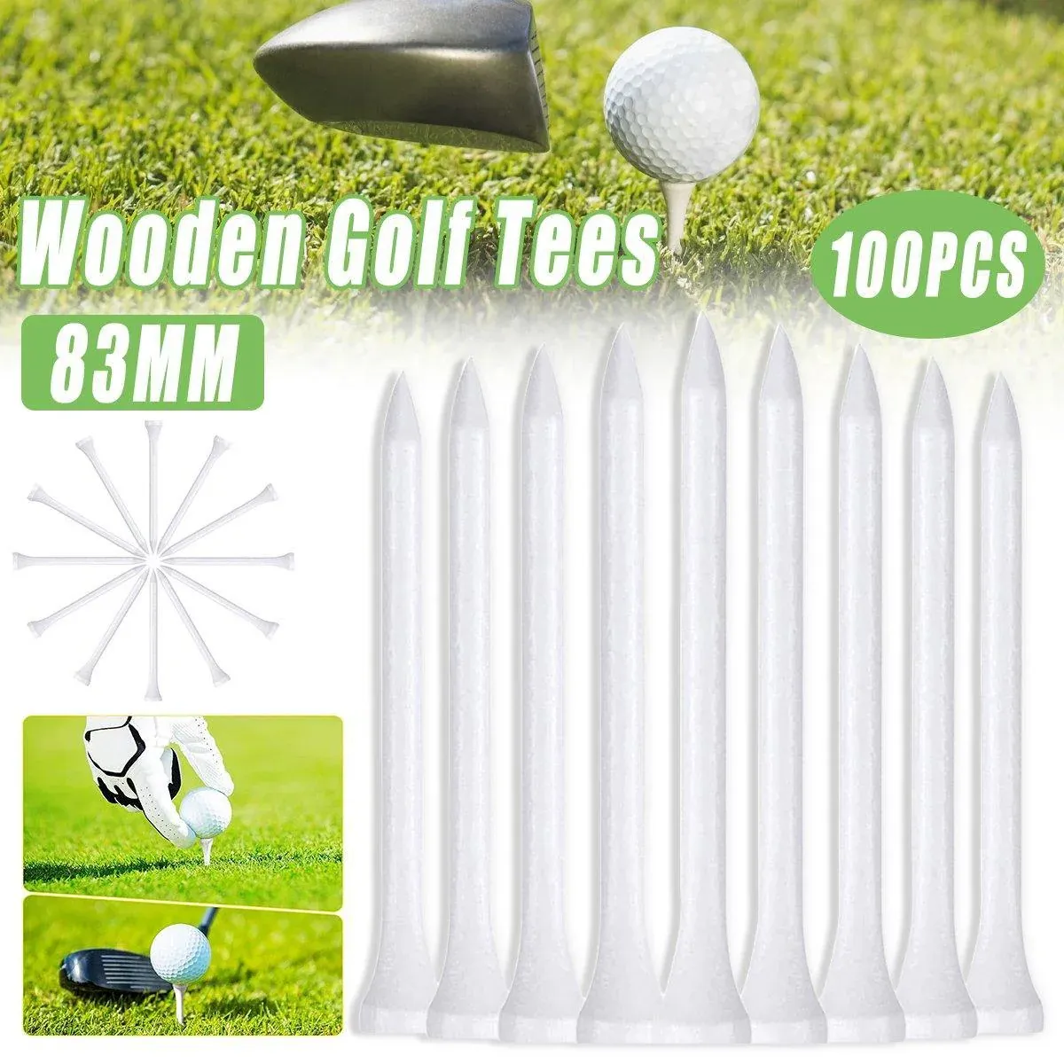 100pcs Wooden Golf Spikes