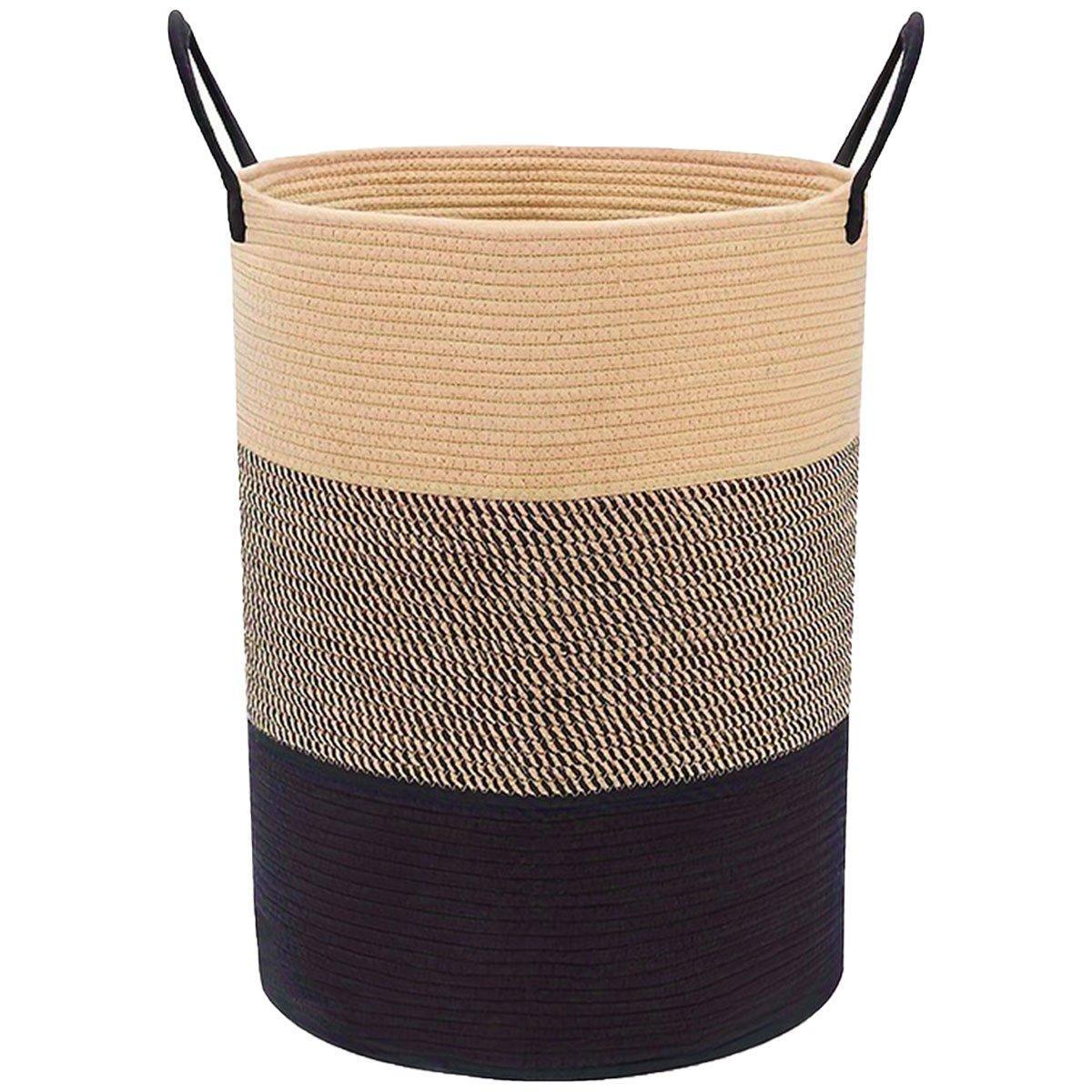 Woven Cotton Rope Storage Basket White Brown - Image 8