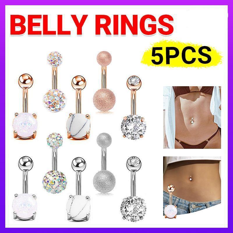 Belly Bar Piercing Ring Rose Gold