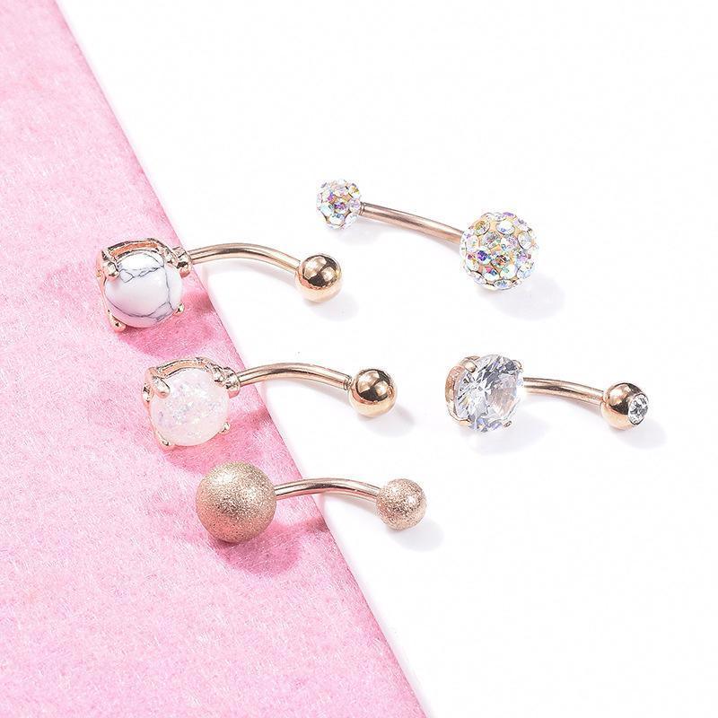 Belly Bar Piercing Ring Rose Gold - Image 5
