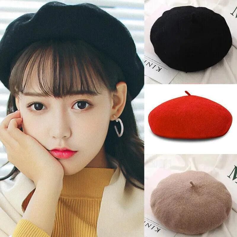 Wool French Beret Newsboy Hat - Green - Image 11