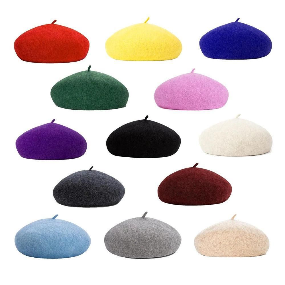 Wool French Beret Newsboy Hat - Light Grey - Image 3
