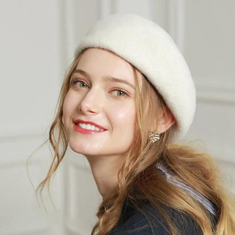 Wool French Beret Newsboy Hat - Light Grey - Image 7