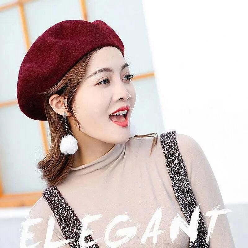 Wool French Beret Newsboy Hat - Light Grey - Image 13