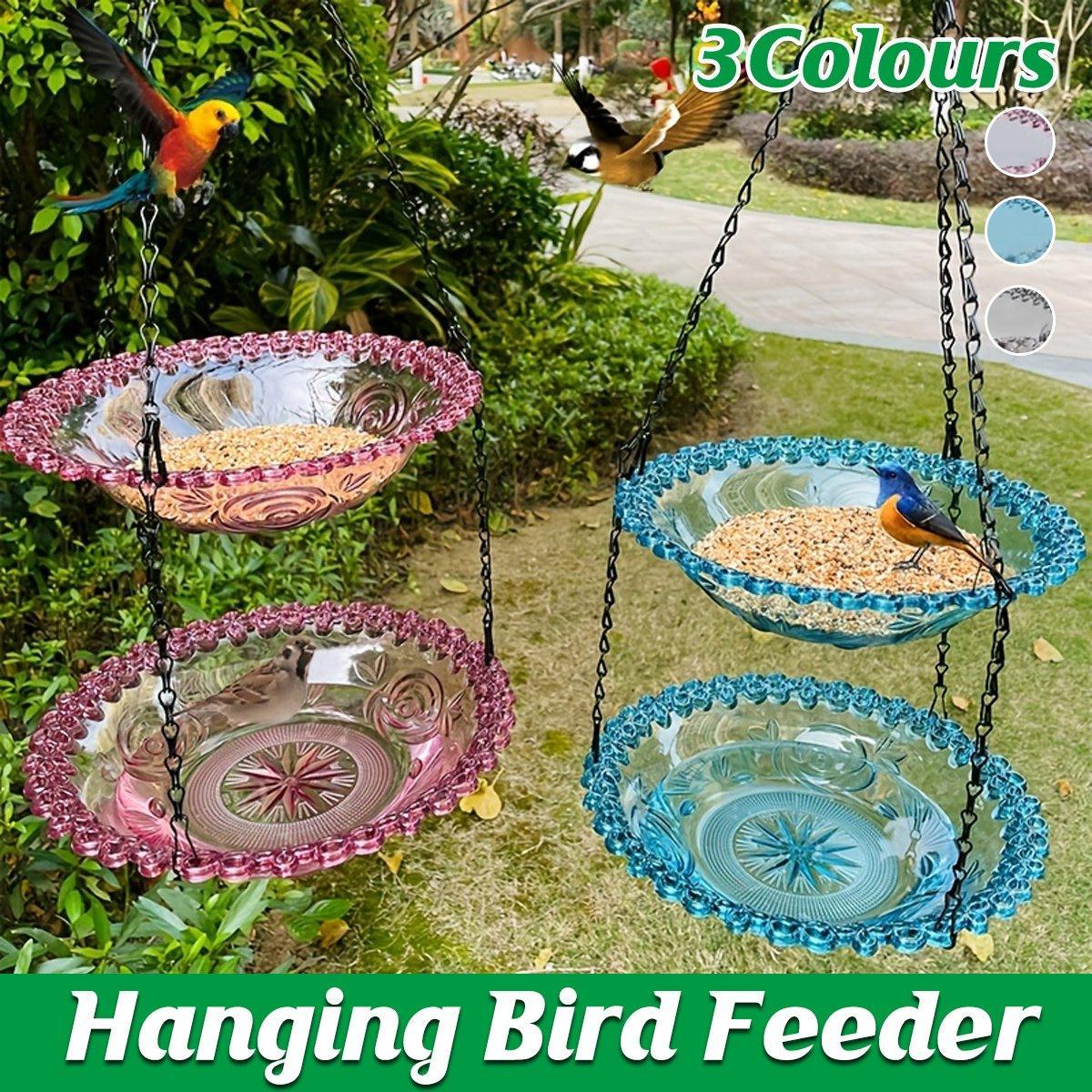 Outdoor Hanging Bird Feeder Bath Grey
