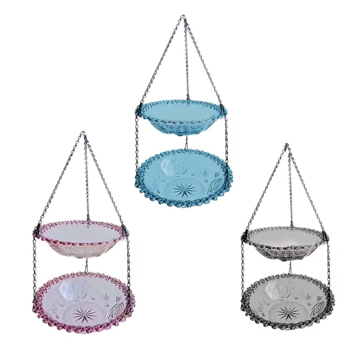Outdoor Hanging Bird Feeder Bath Grey - Image 2