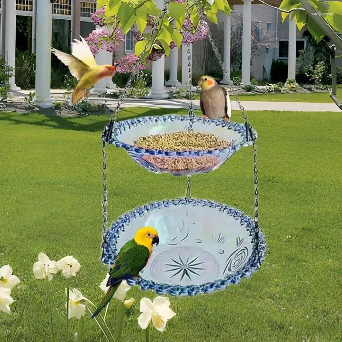 Outdoor Hanging Bird Feeder Bath Grey - Image 4