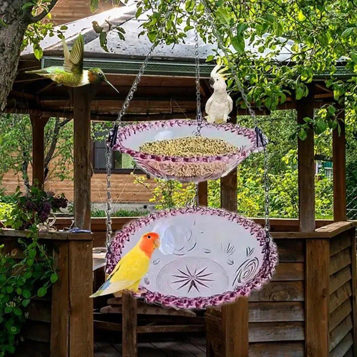 Outdoor Hanging Bird Feeder Bath Grey - Image 5