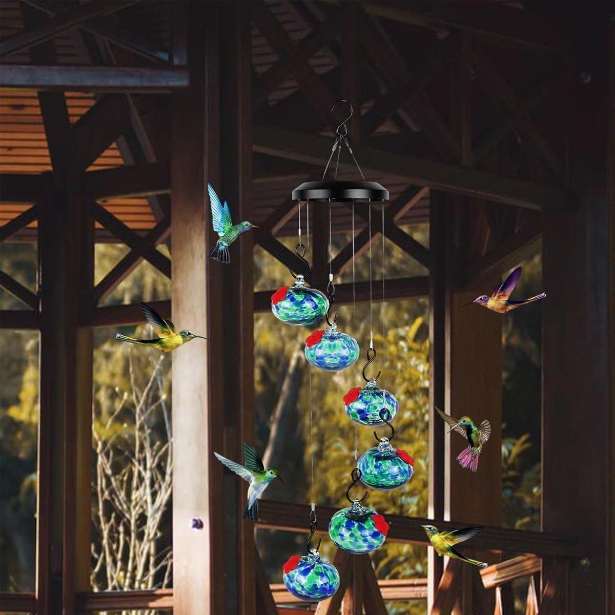 Hanging Hummingbird Feeder Red Green - Image 4