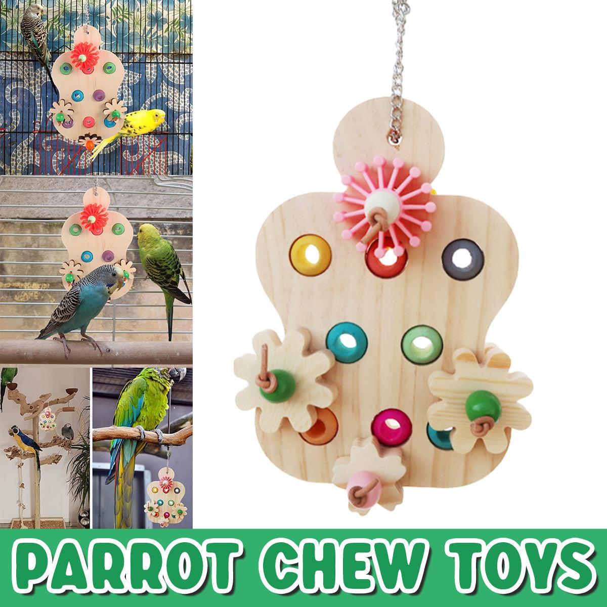Wooden Parrot Toys Chewing Hanging