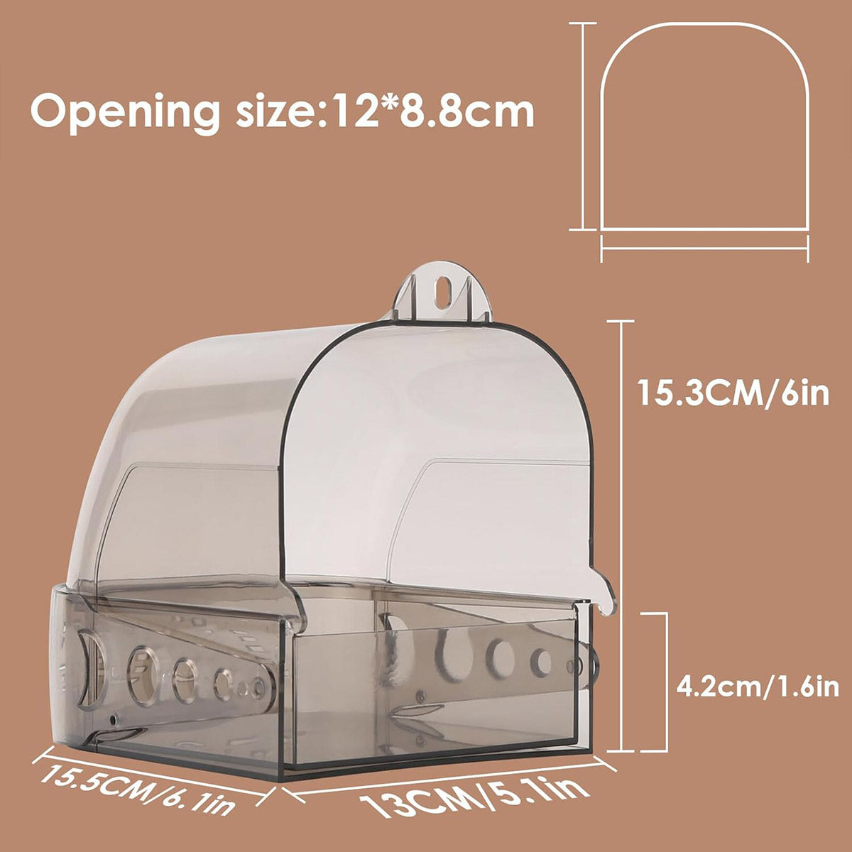 Parrot Bath Box Grey for Small Birds - Image 3