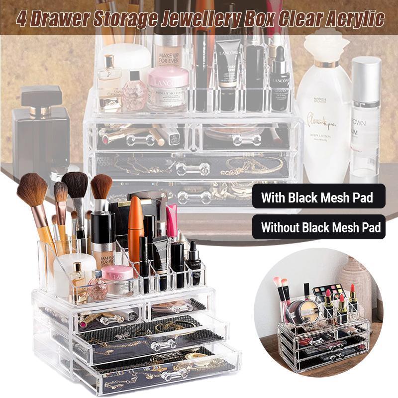 Holder Cosmetic Makeup Organiser 4 Drawer Acrylic with Mesh Pad