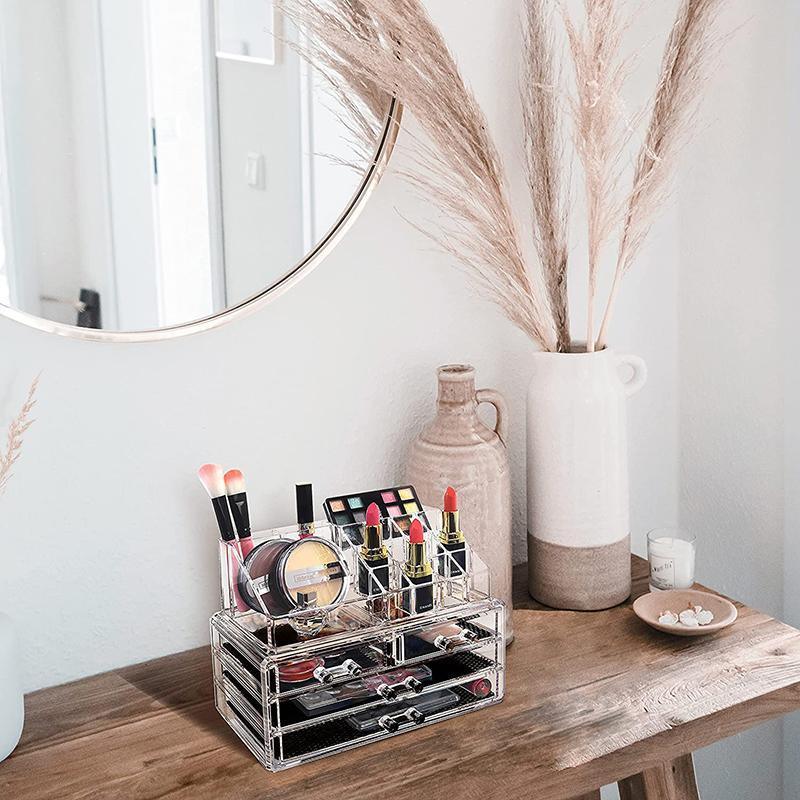 Holder Cosmetic Makeup Organiser 4 Drawer Acrylic with Mesh Pad - Image 4