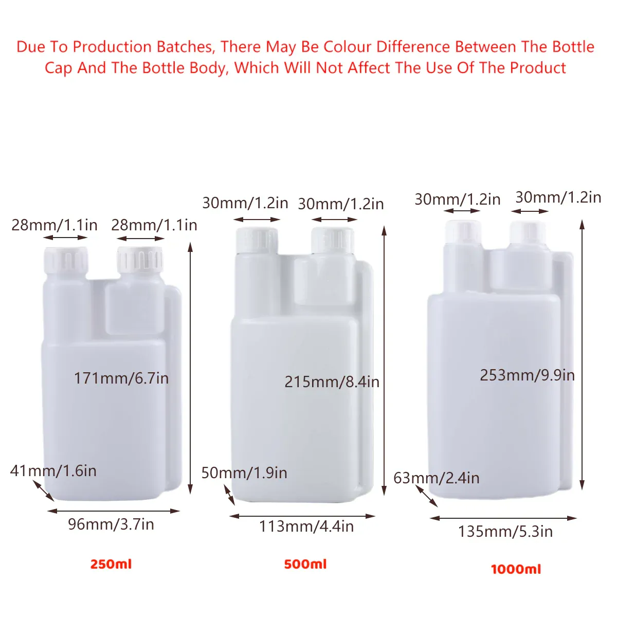 250-1000ml Plastic Twin Chamber Bottle 10Pcs 500ml - Image 4