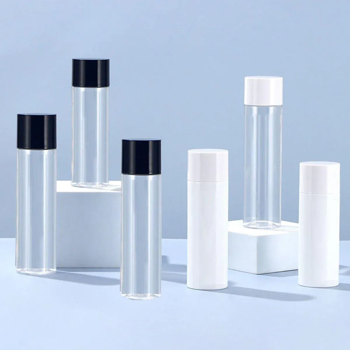 50ml Plastic Toner Lotion Bottle White Lid Transparent - Image 9