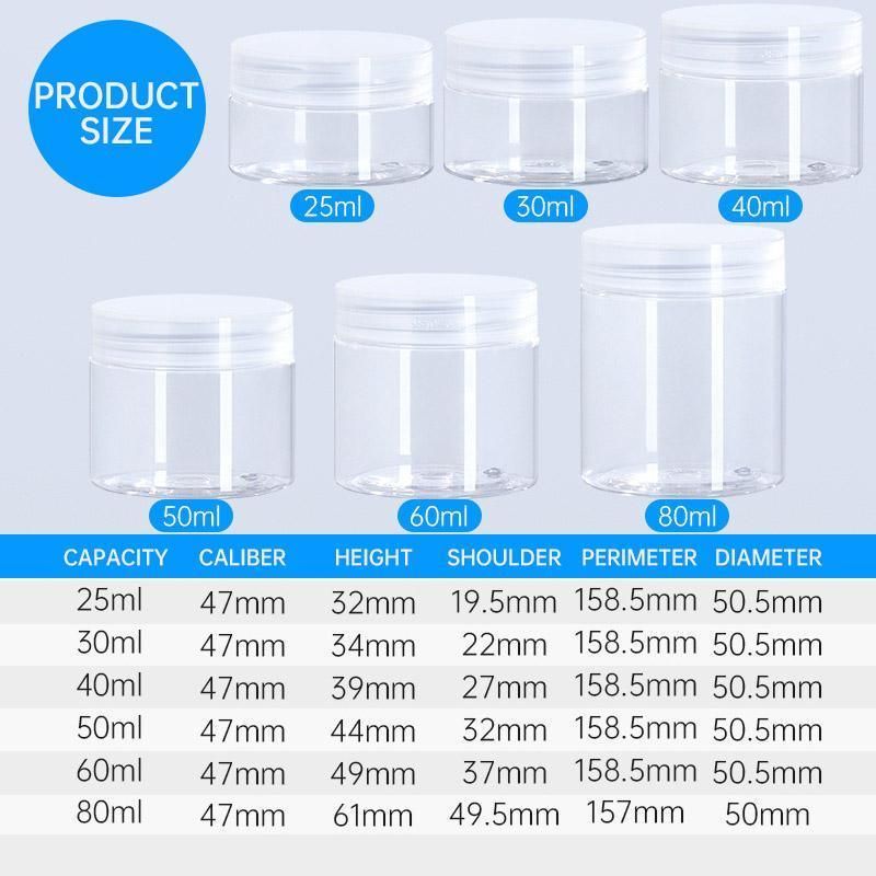 10pcs Transparent Wide Mouth Plastic Jars 80ml - Image 3