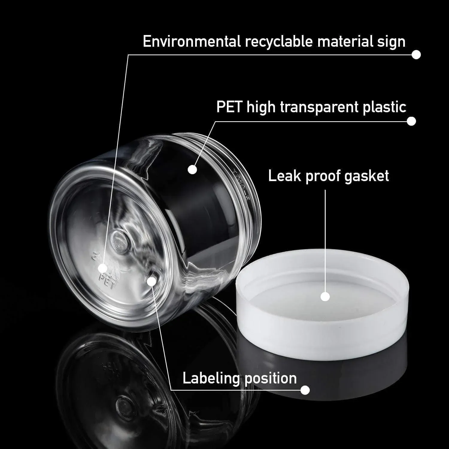 10pcs Transparent Wide Mouth Plastic Jars 80ml - Image 7