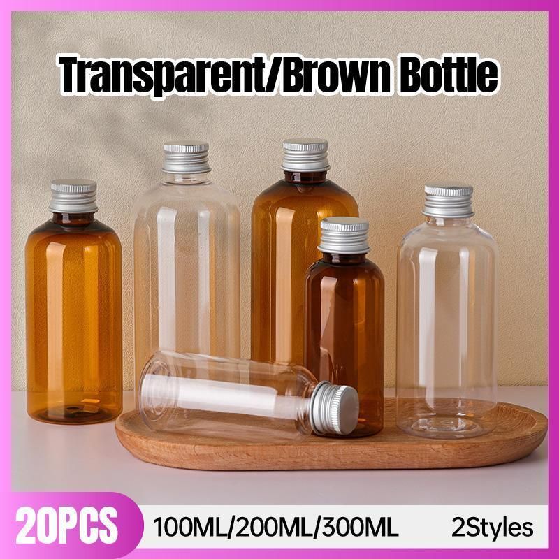 20pcs Brown Transparent Cosmetic Bottles 100ml - Image 2