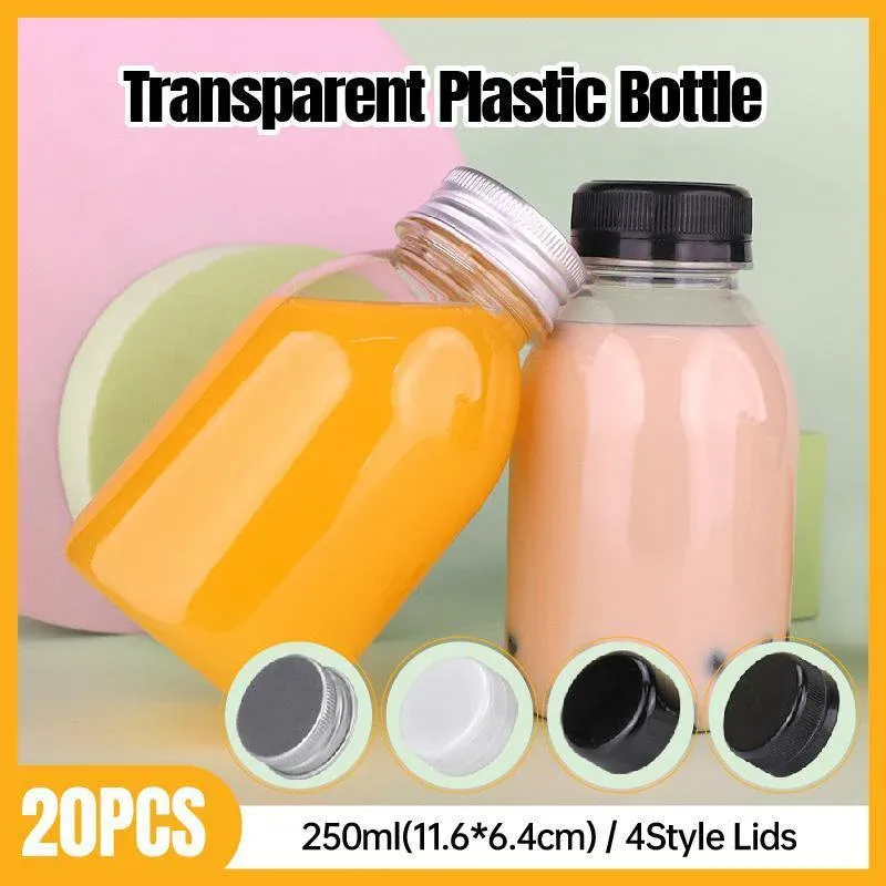 20pcs 250ml Reusable Plastic Juice Bottles Black - Image 2