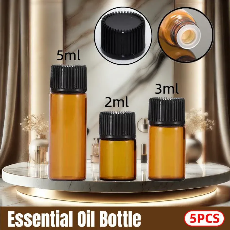 5pcs Amber Glass Orifice Reducer Bottles 2ml - Image 2