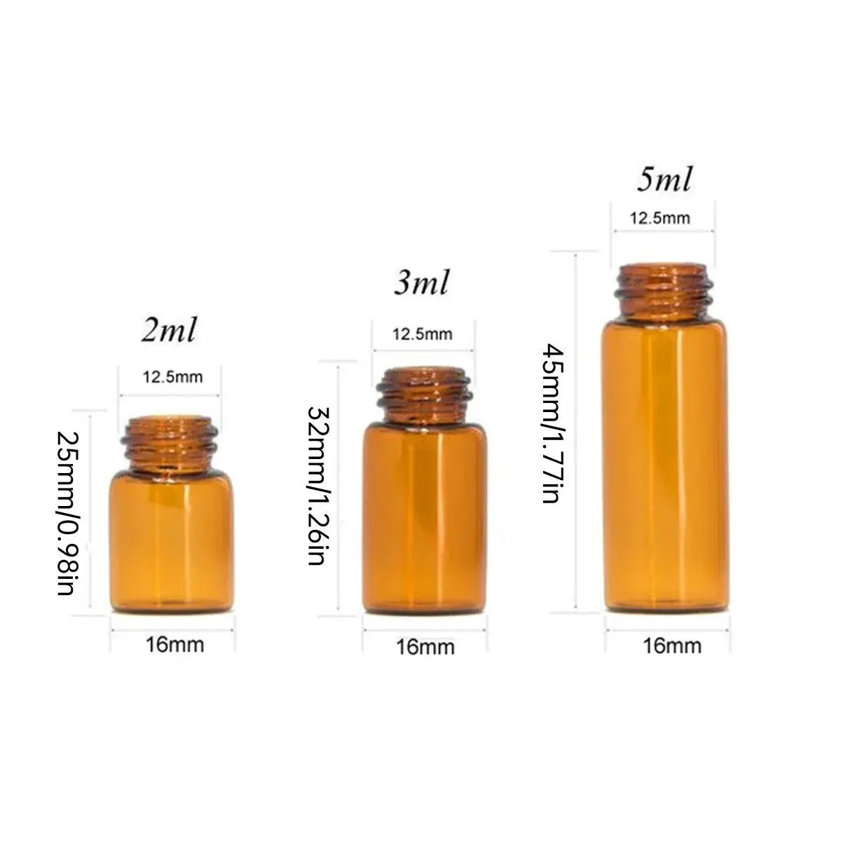 5pcs Amber Glass Orifice Reducer Bottles 2ml - Image 4