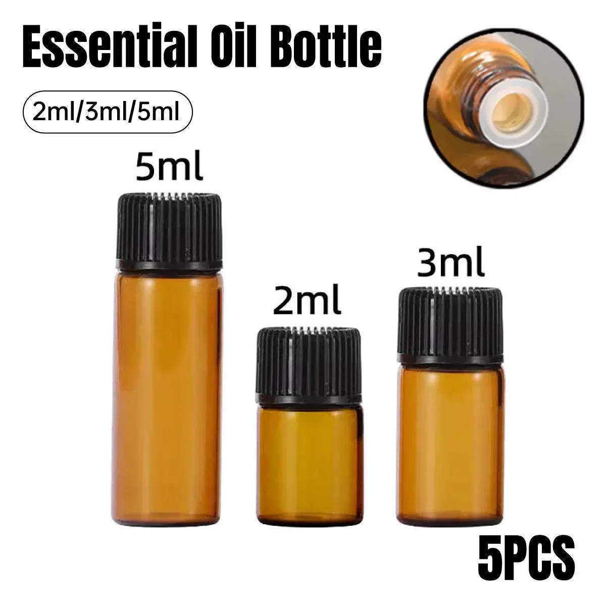 5pcs Amber Glass Orifice Reducer Bottles 2ml - Image 12