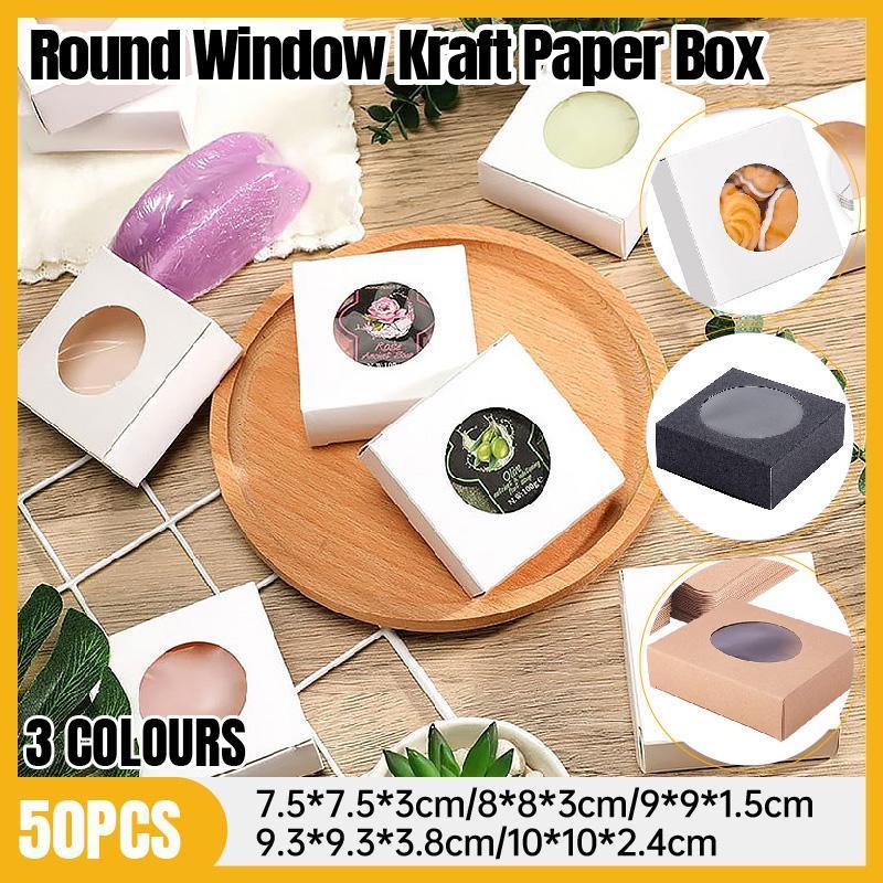 50PCS Handmade Soap Box Black 10x10x2.4cm