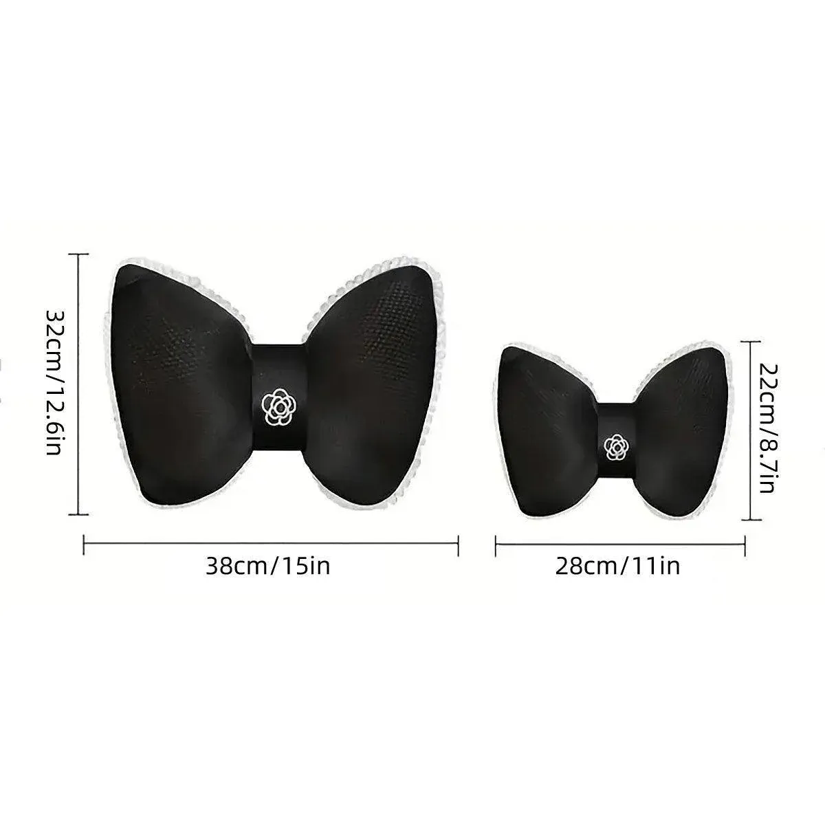 Black Bowknot Neck Pillow Plush Car Headrest Support - Image 4