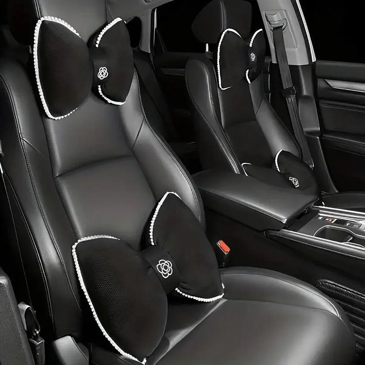 Black Bowknot Neck Pillow Plush Car Headrest Support - Image 12