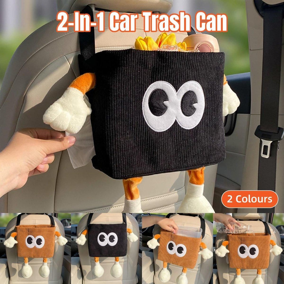 2in1 Car Wastebasket and Tissue Box Organizer Brown - Image 2