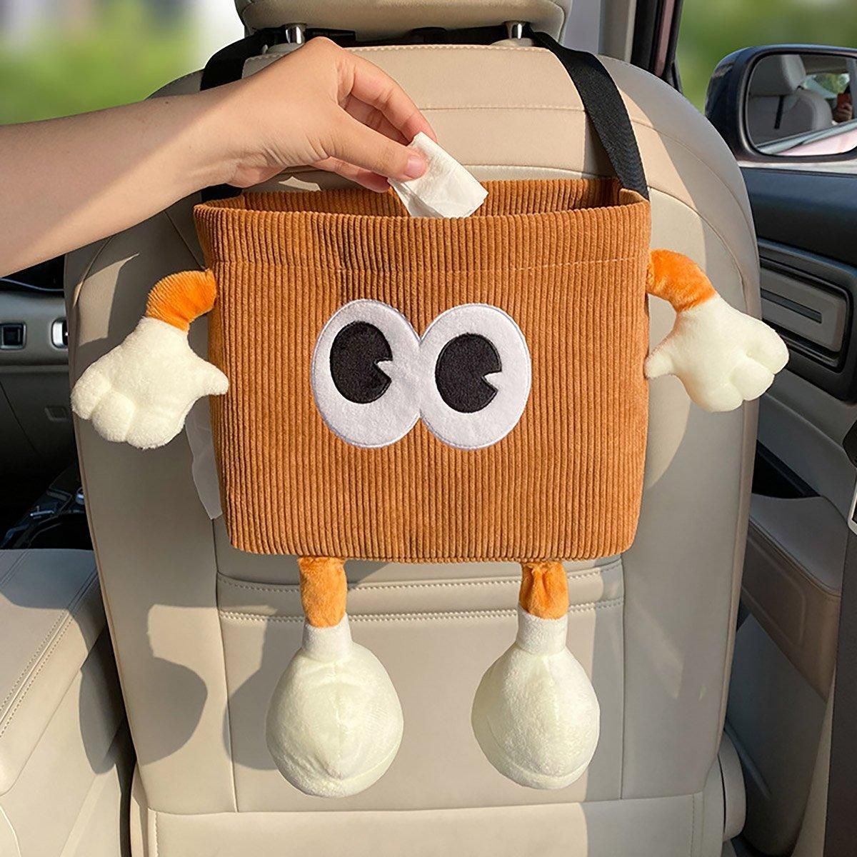 2in1 Car Wastebasket and Tissue Box Organizer Brown - Image 9