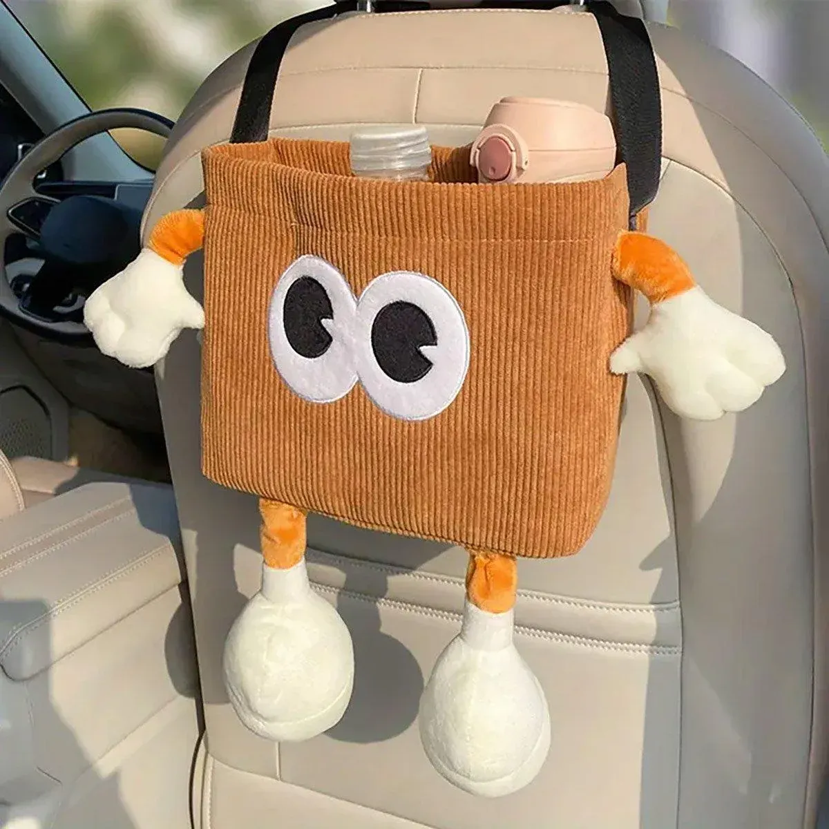 2in1 Car Wastebasket and Tissue Box Organizer Brown - Image 11