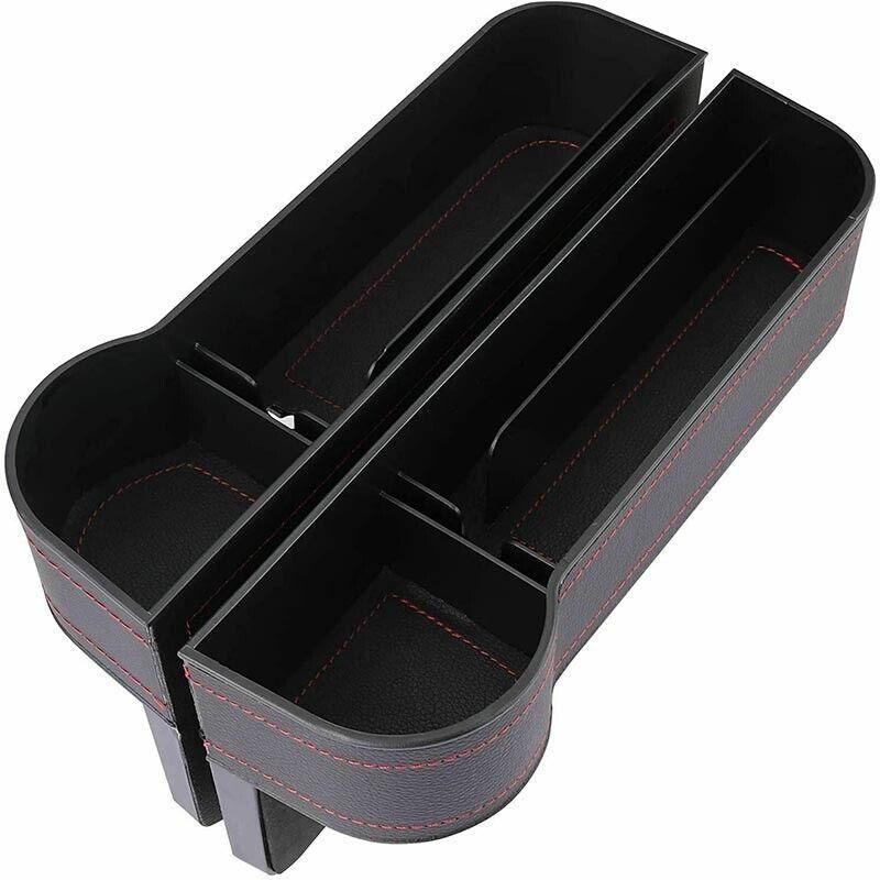 PU Leather Seat Side Gap Storage Box Black