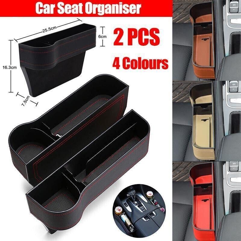 PU Leather Seat Side Gap Storage Box Black - Image 2