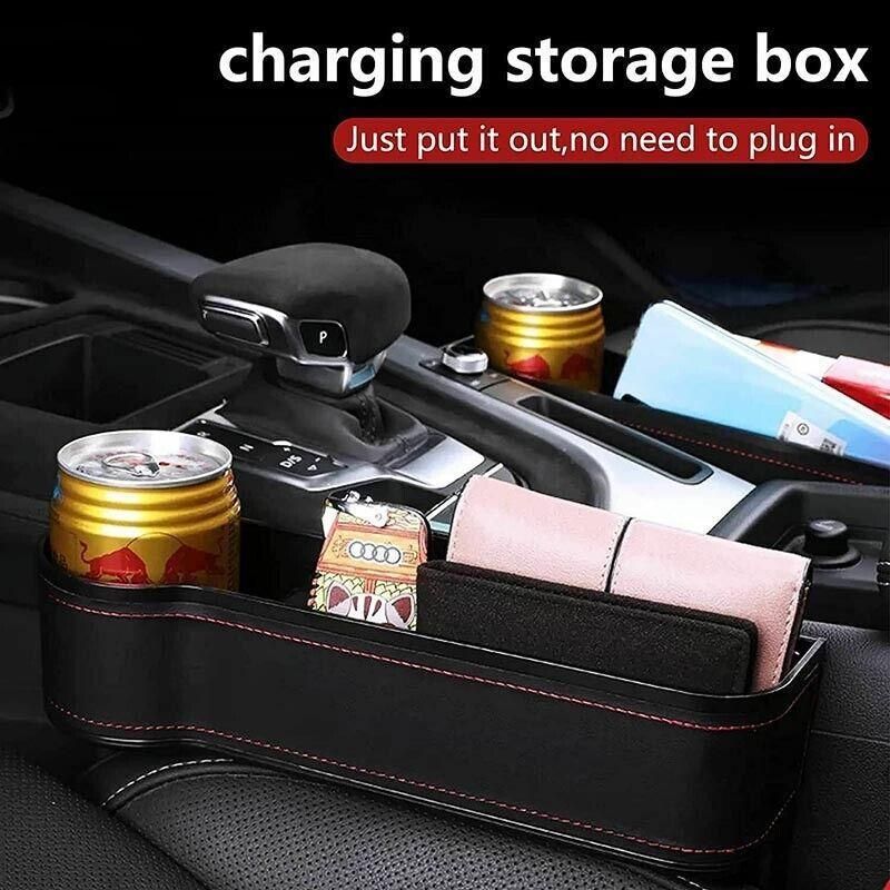 PU Leather Seat Side Gap Storage Box Black - Image 7