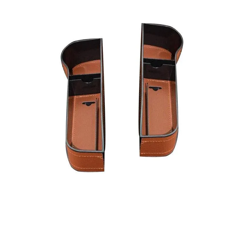 PU Leather Seat Side Gap Storage Box Brown
