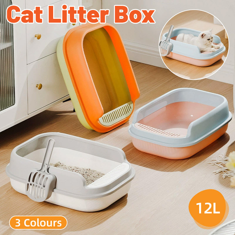 12L Semi Enclosed Cat Litter Box Green Orange