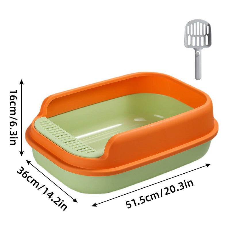 12L Semi Enclosed Cat Litter Box Green Orange - Image 3