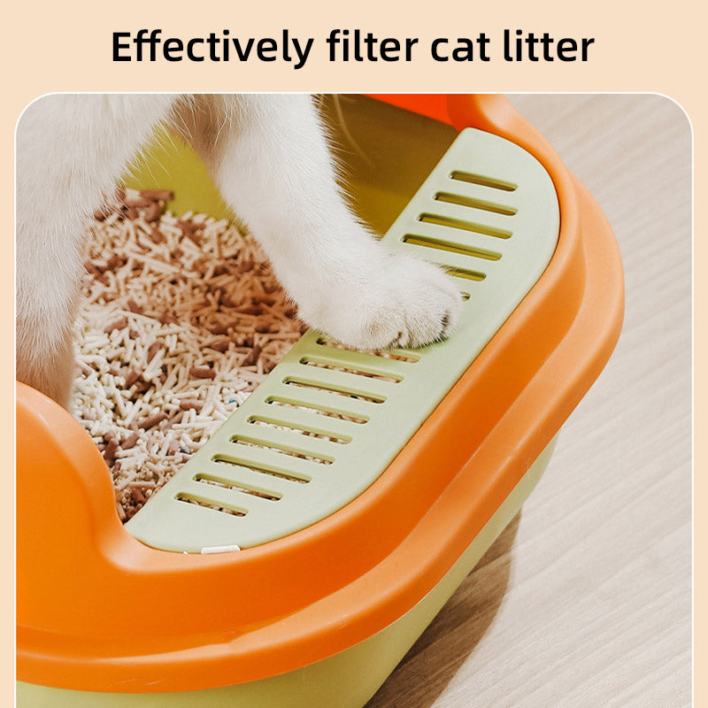 12L Semi Enclosed Cat Litter Box Green Orange - Image 5