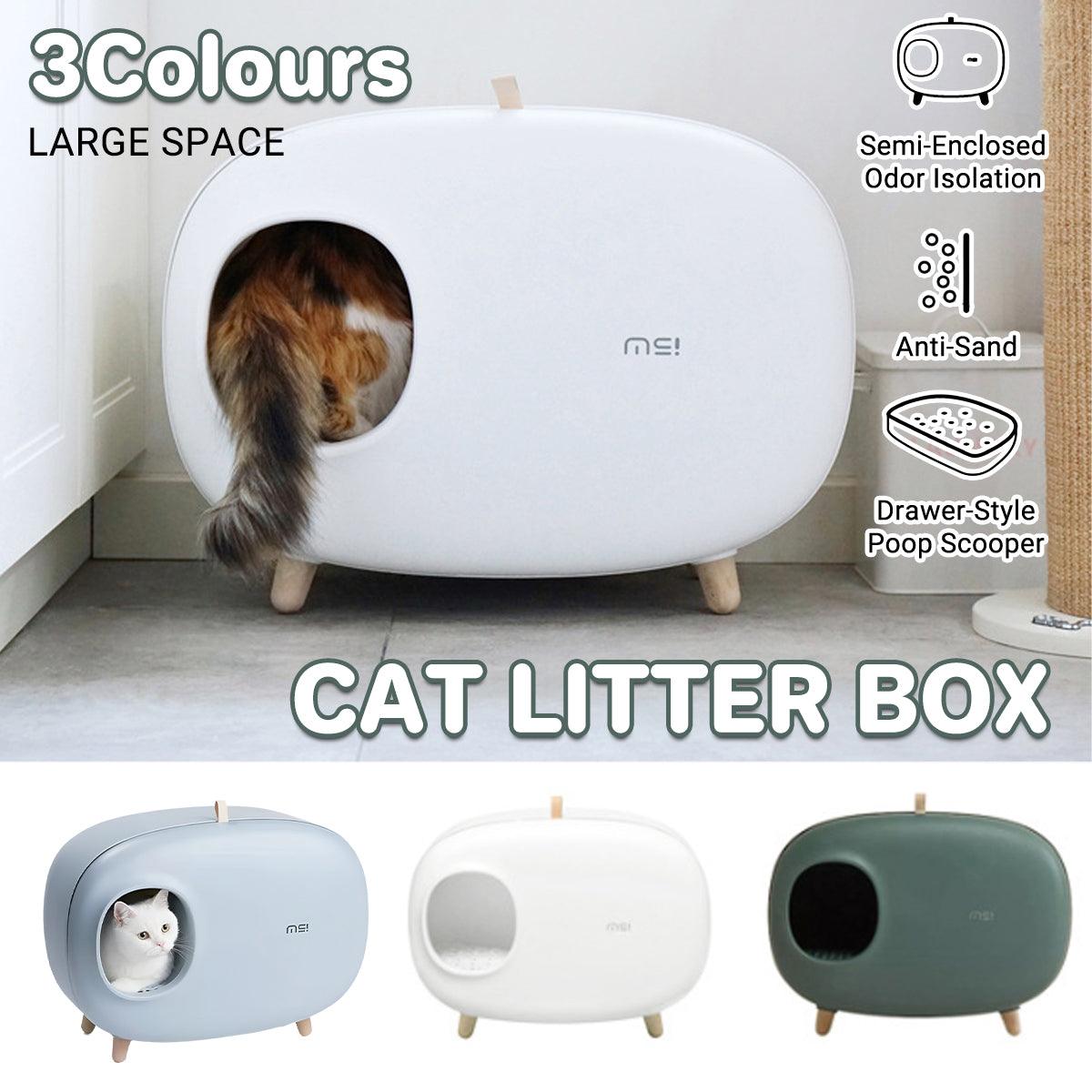 Cat Litter Box Semi-closed Green