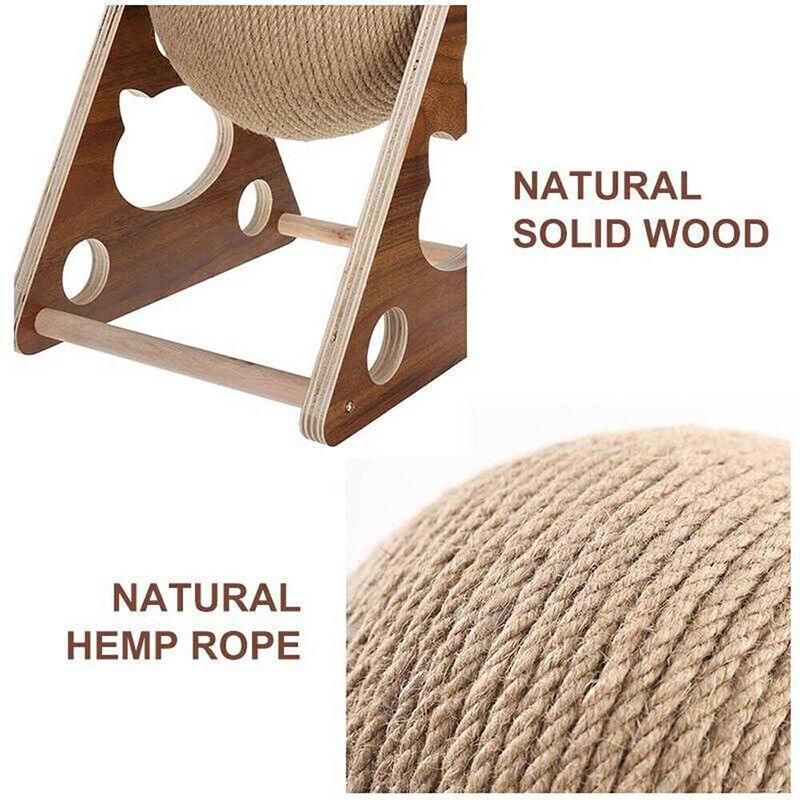 Wooden Cat Scratcher Rotating Sisal Ball - Image 6