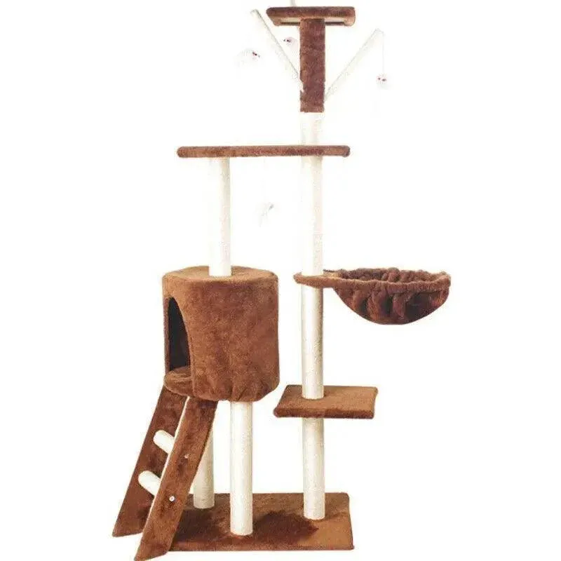 Cat Tree Scratching Post Gym House Brown