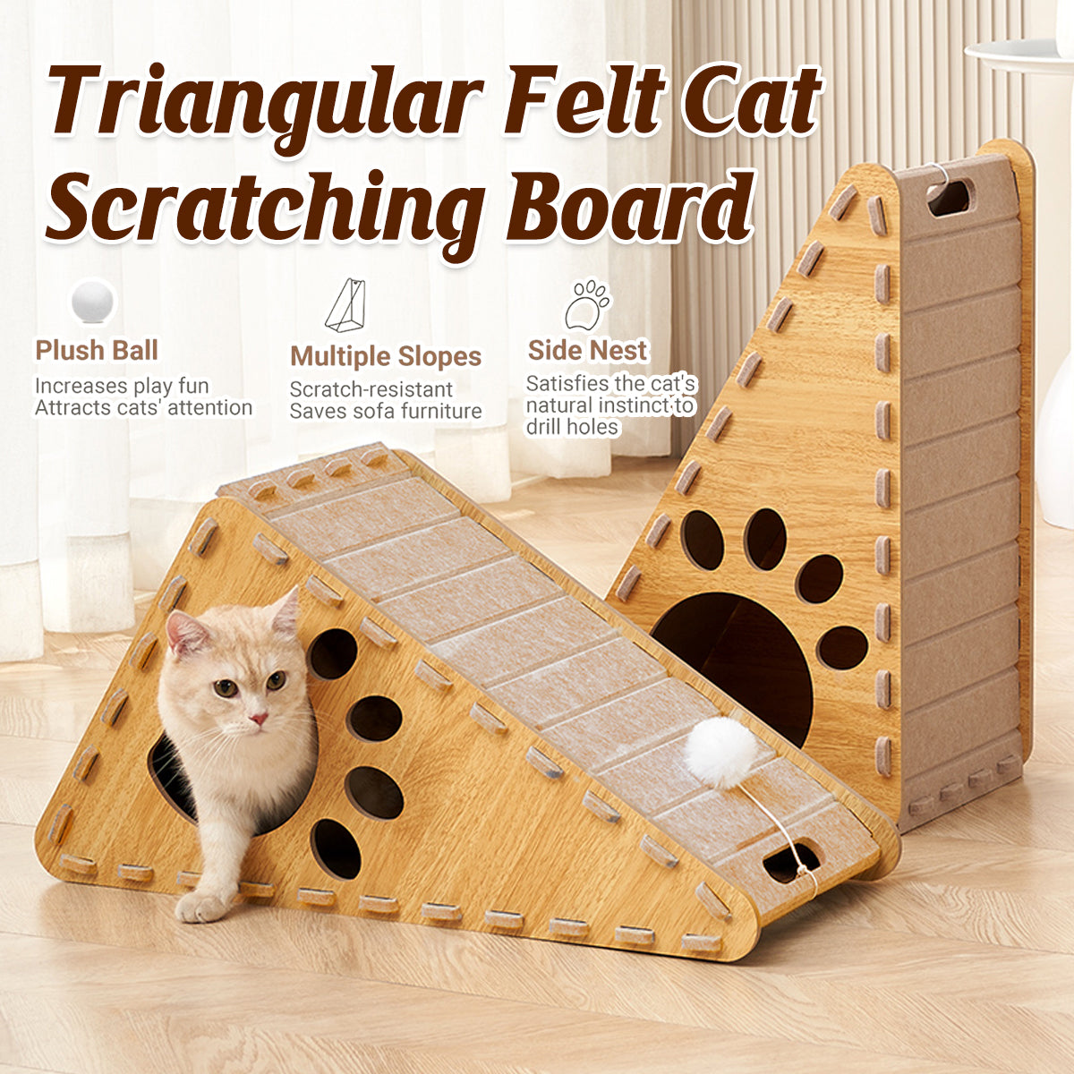 Triangle Cat Scratch Board Felt