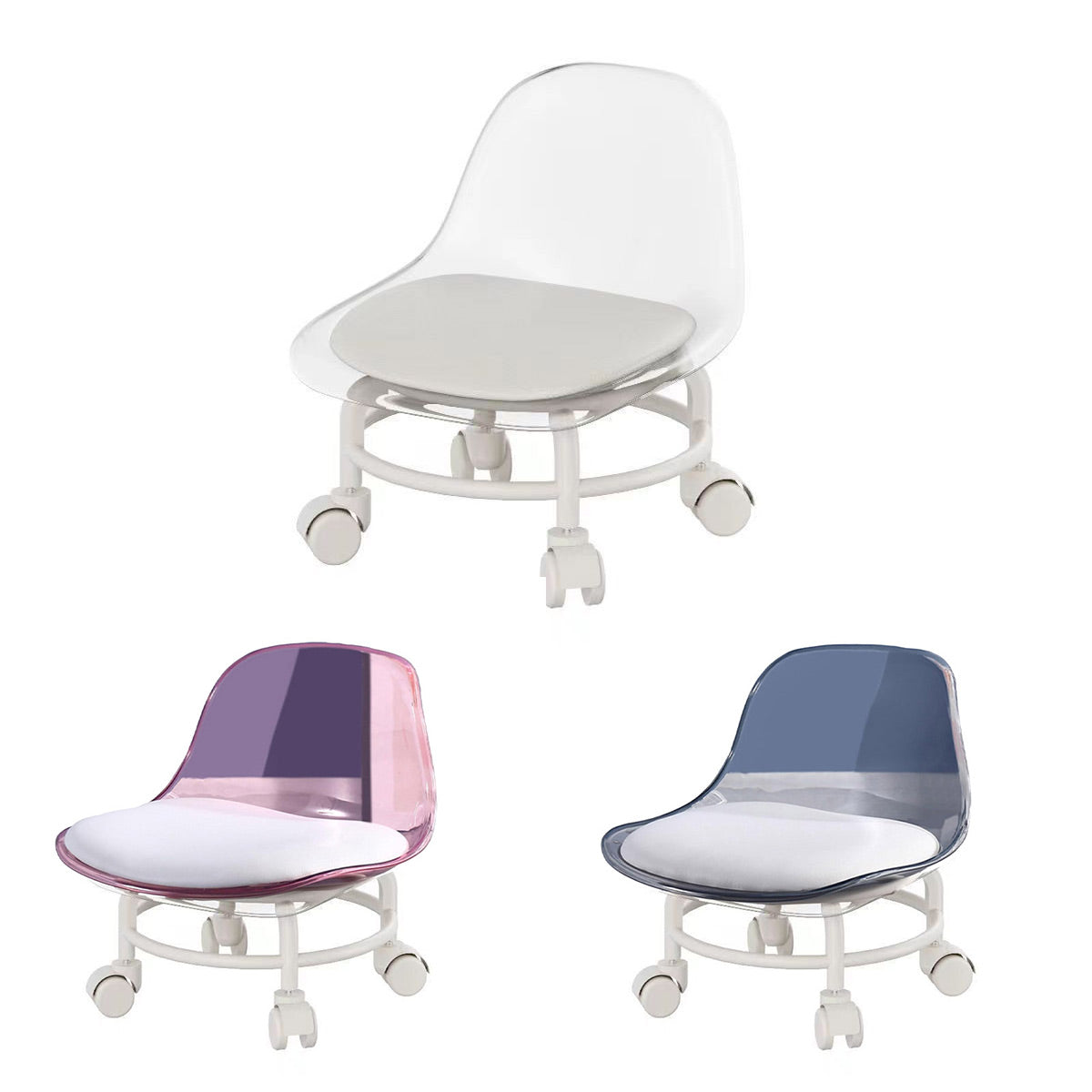 Stool with Universal Wheels Pink - Image 2