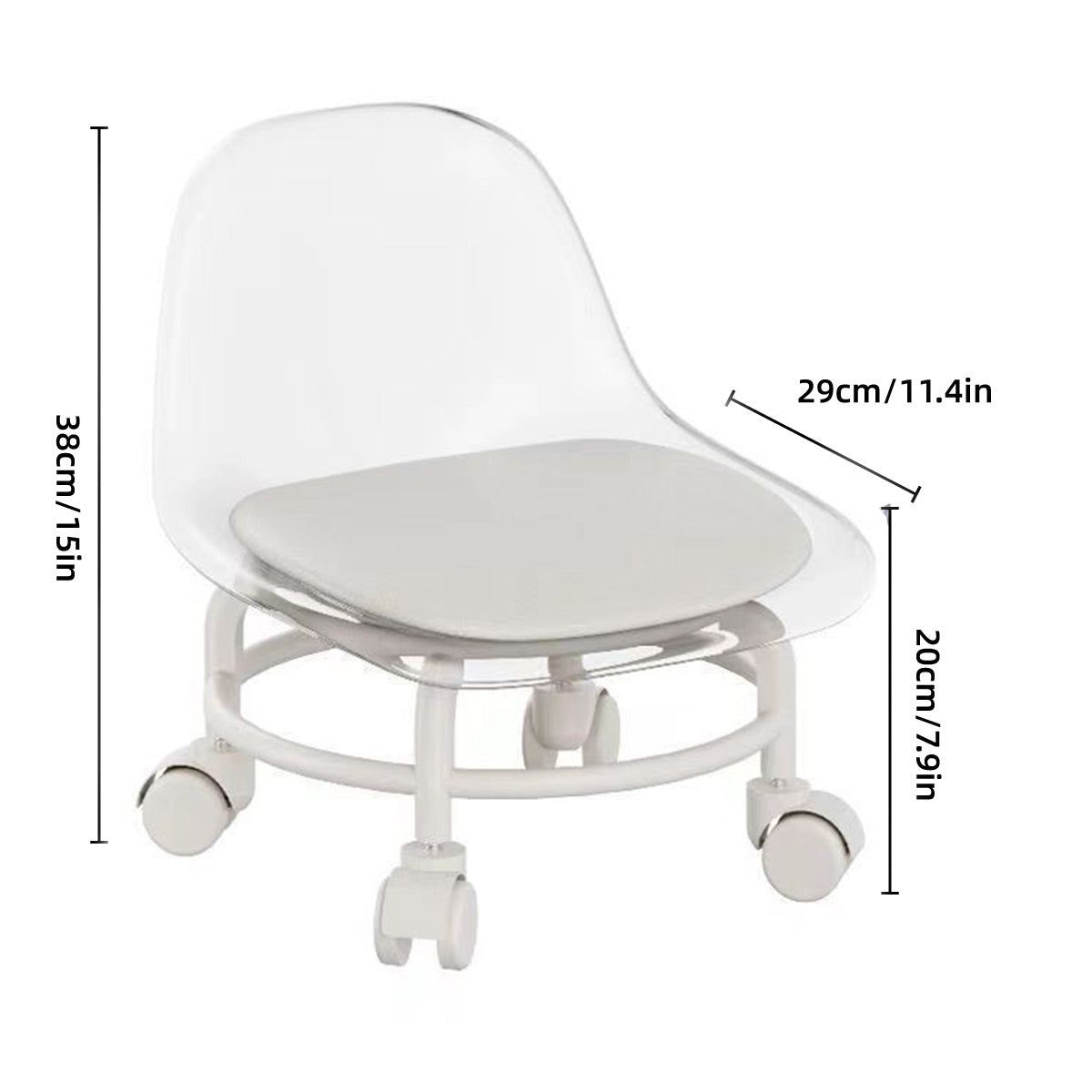 Stool with Universal Wheels Pink - Image 3