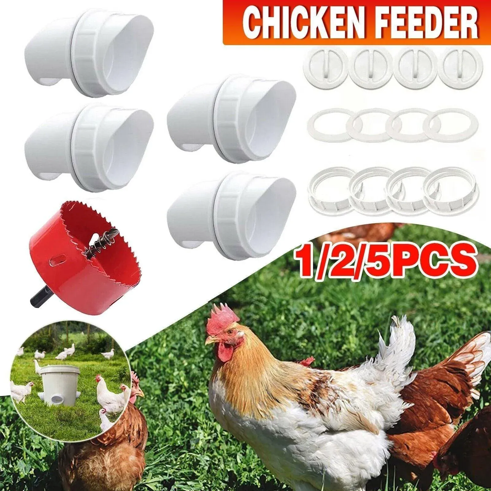 Poultry DIY Port PVC Gravity Feeder 1 PC - Image 2