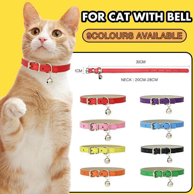 PU Leather Cat Collar Brown with Bell