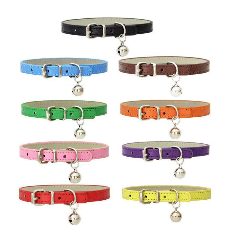 PU Leather Cat Collar Brown with Bell - Image 2