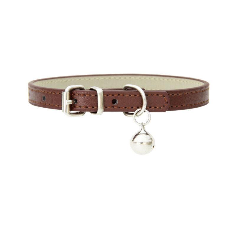 PU Leather Cat Collar Brown with Bell - Image 8