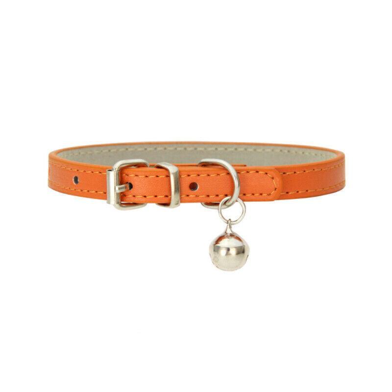 PU Leather Cat Collar Brown with Bell - Image 10